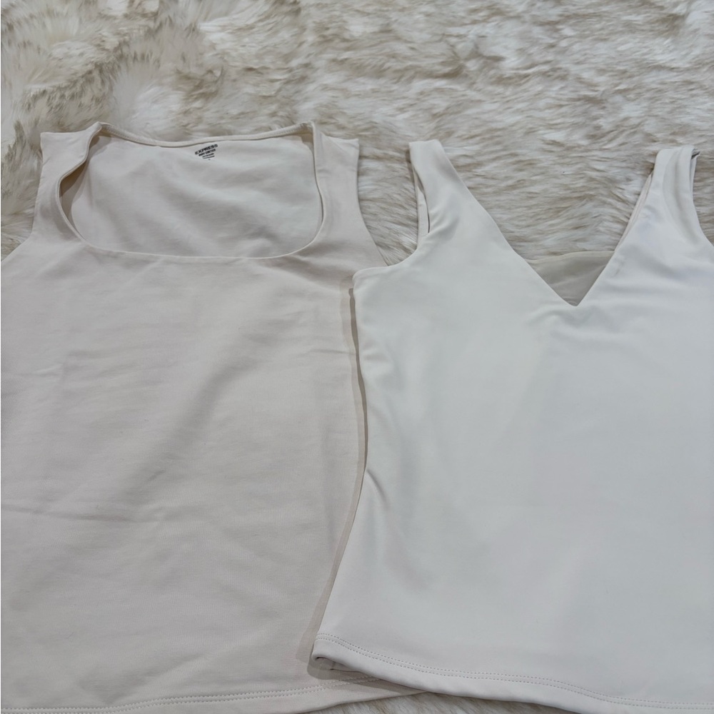 Express White Fitted Sleeveless Tank Top